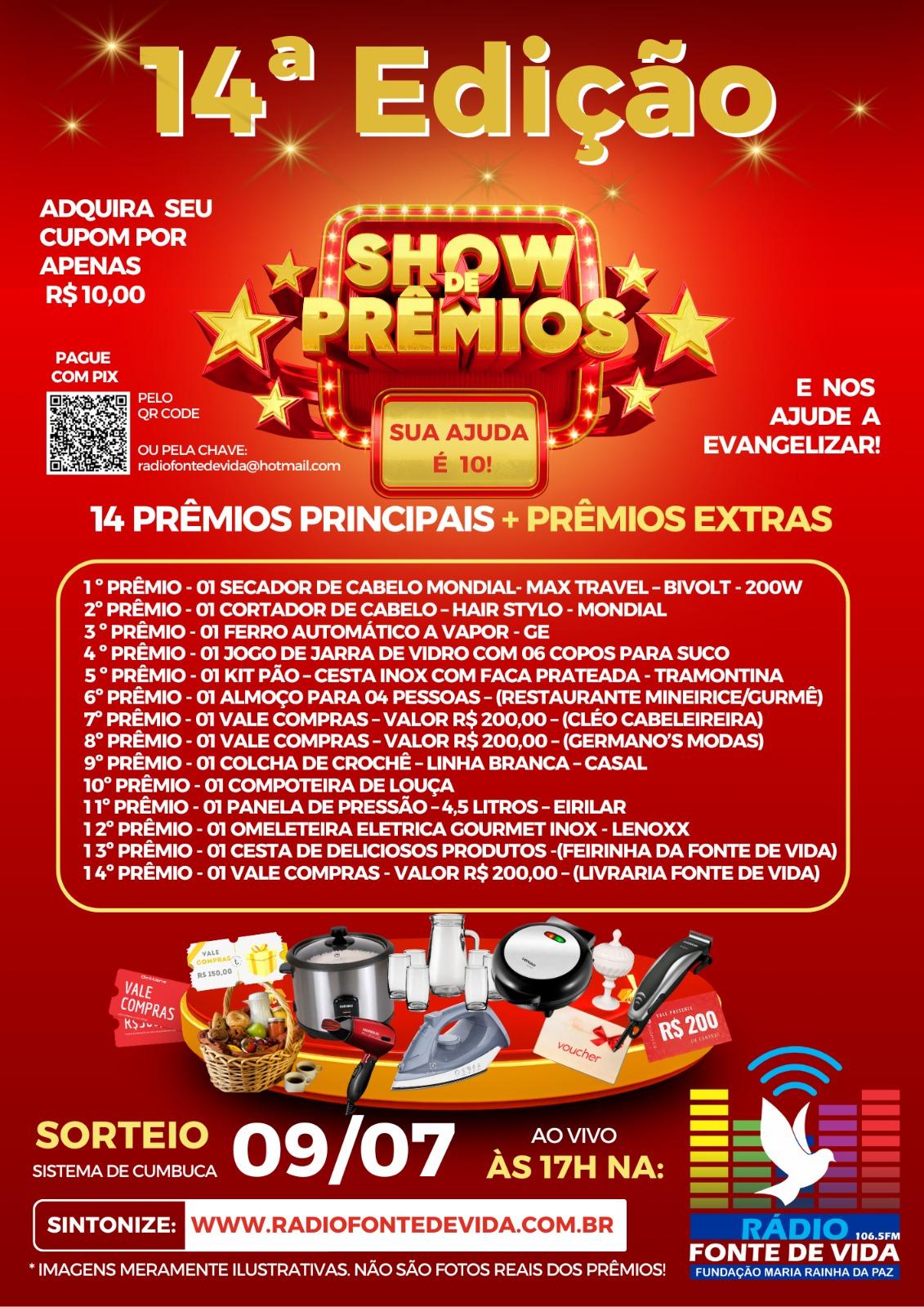 imagem de 14º SHOW DE PRÊMIOS -  (01 CUPOM)